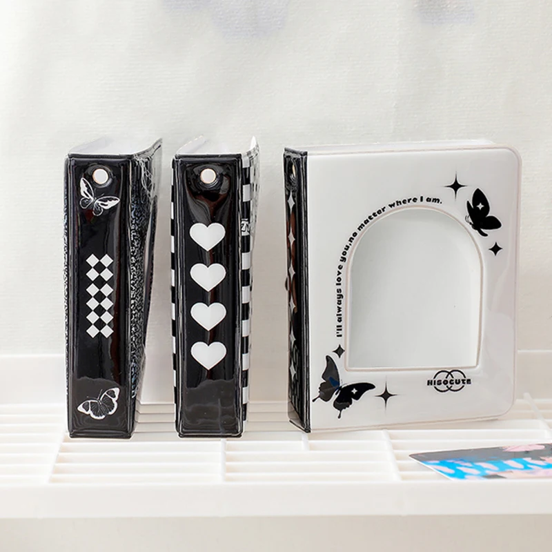 3-дюймовый фотоальбом с принтом бабочки, чёрный белый коллекционный альбом, 40 ячеек, полый фотоальбом