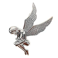 vintage fairy style silver tone embrace leg angel wing brooch pin costume peace love symbol jewelry for mothers day mom in law