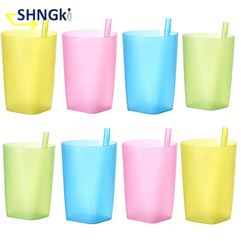 

1 шт. детская чашка для глотка со встроенной соломинкой, чашка для молока, полипропиленовая чашка, товары для дома, посуда для напитков, 4 цвета, кружка для напитков, соломенная чашка для детей
