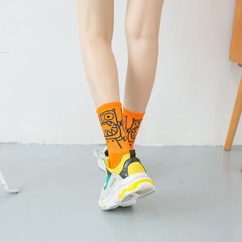 3 Pairs/Box Streetwear Grimace Devil Dinosaur Pack Gift Stockings Cotton Harajuku Hip Hop Printed Fashion Soft Men Women Socks