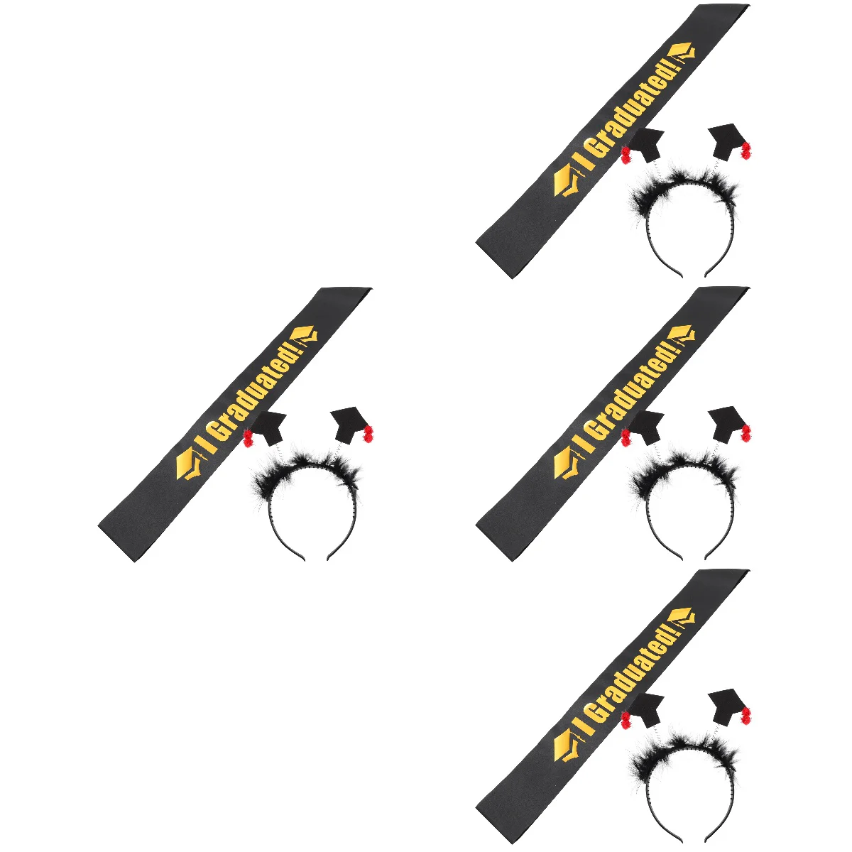 

4 Sets Graduation Cap Headband and Graduated Sash Graduation Cap Hairband for Cosplay
