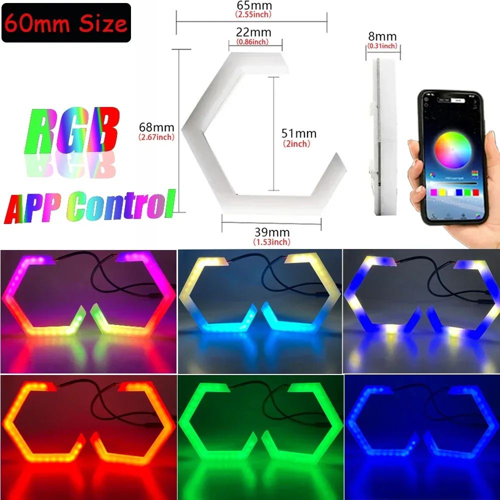 2 шт. RGB ангельские глазки Halo кольца желтый янтарный указатель поворота Bluetooth приложение управление автомобиль UTV мотоцикл DRL фара декоративный свет