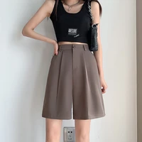 suit shorts womens summer thin section loose street all match casual wide legged high waisted straight a line thin trousers
