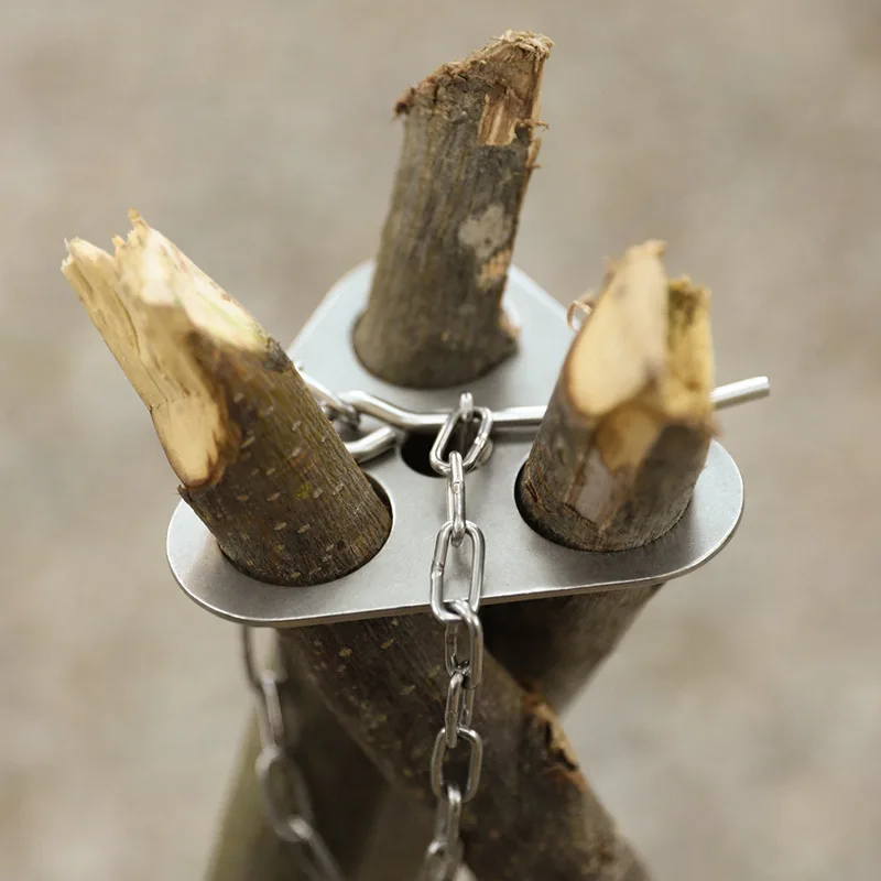 

Outdoor Portable Triangular Hanging Pot Bracket Camping Picnic Barbecue Rack Hanger Stainless Steel Tripod Ring for Hanging Pot