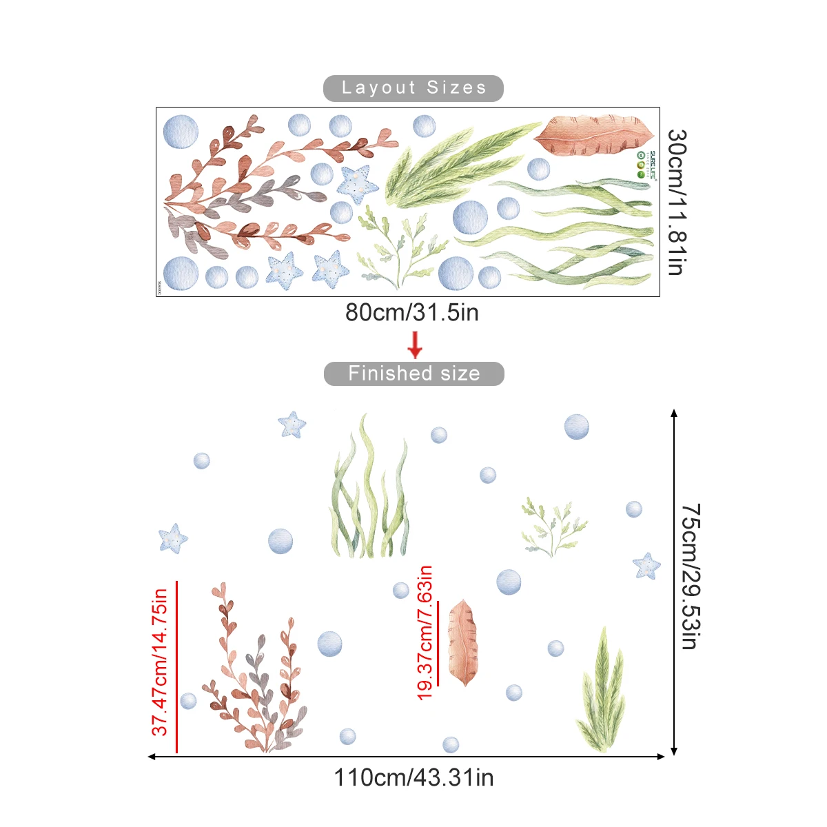 

Настенные наклейки Kingsmile с морскими животными