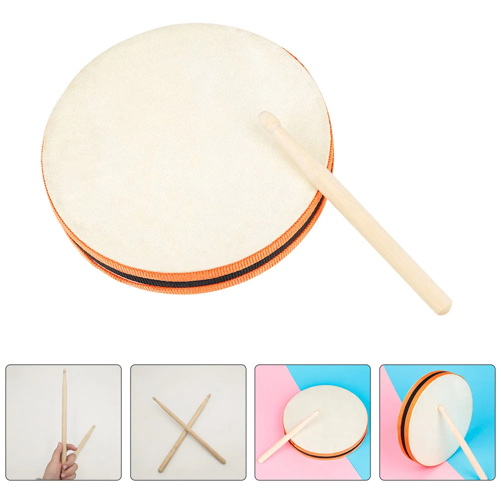 

1 Set Baby Goatskin Drum Kids Percussion Wood Frame Drum with Drum Stick Music drums