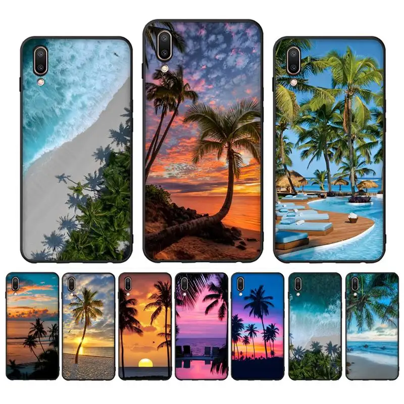 

Summer Beach Sunset Sea Palm Tree Phone Case For Oppo Reno Realme C3 6Pro Cover For vivo Y91C Y17 Y19 Funda Capa
