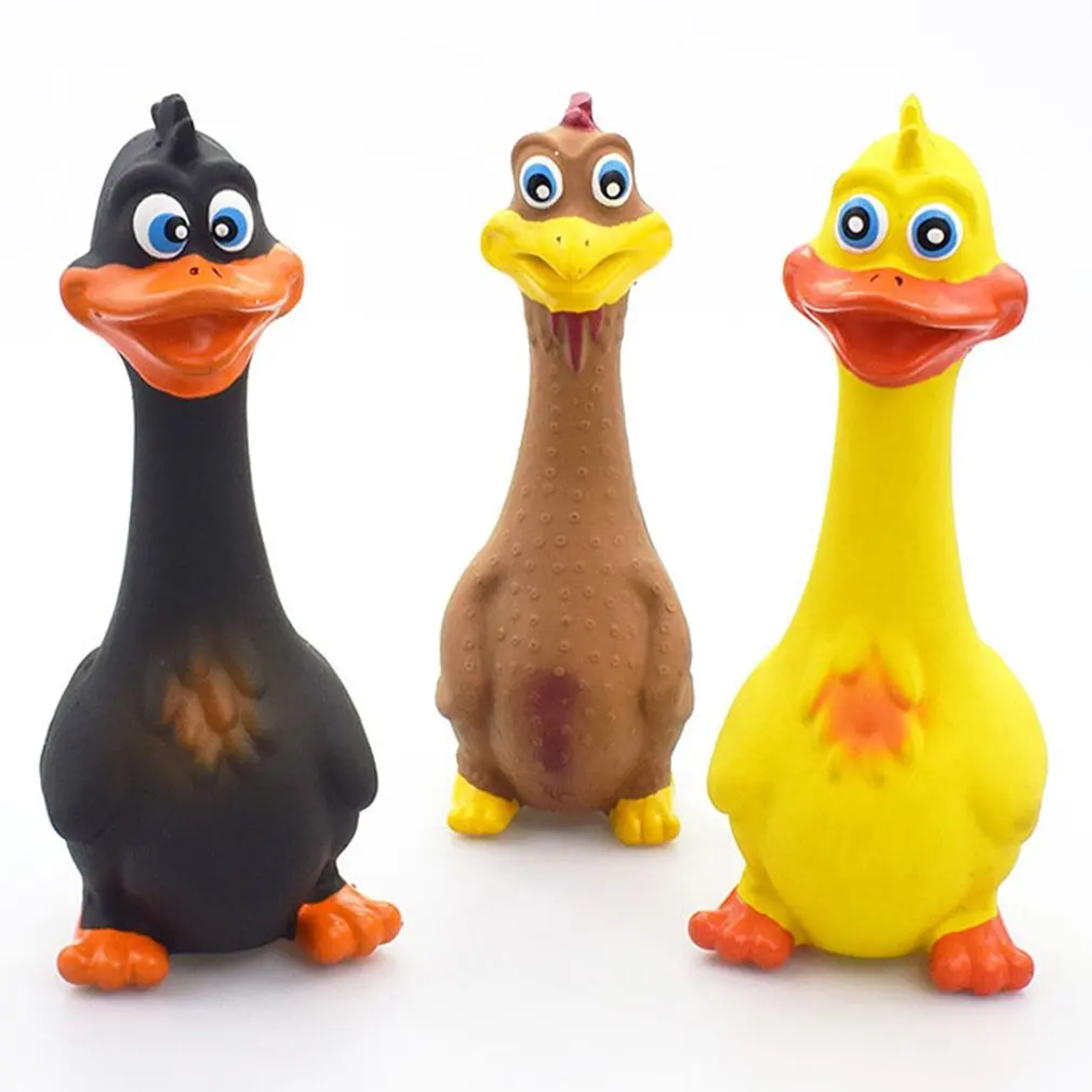

Dog Squeaky Chew Toys For Aggressive Chewers Large Breed Tough Durable Natural Latex Duck Interactive Toy For Puppy Medium Dog