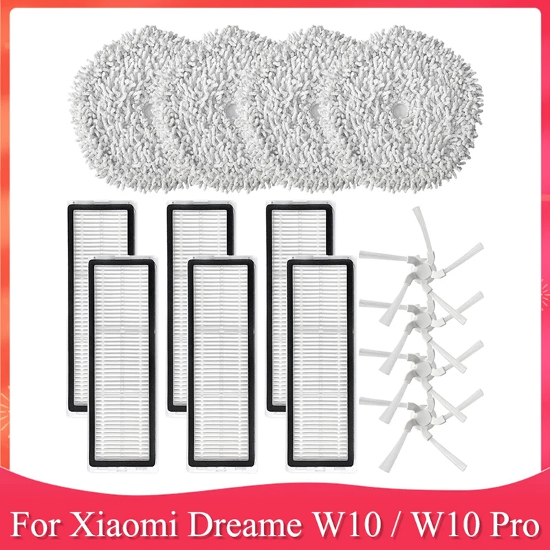 

Promotion!Mop Cloth Side Brush HEPA Filter For Xiaomi Dreame W10 / W10 Pro Robot Vacuum Cleaner Spare Parts Accessories