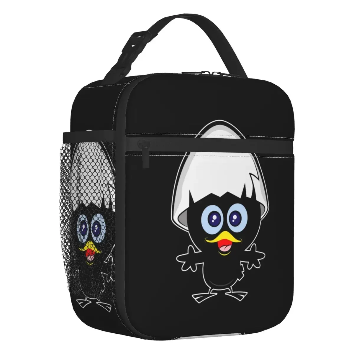 

Calimero Black Chicken Insulated Lunch Tote Bag for Women Cartoon Comic Portable Cooler Thermal Food Lunch Box Work Travel