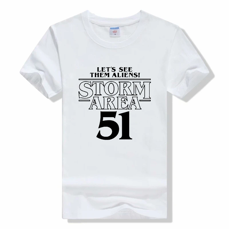 

Men T Shirt 100% Cotton Summer Fashion Storm Area 51 Let's See Them Aliens Area 51 Raider Unite Funny Alien T shirt
