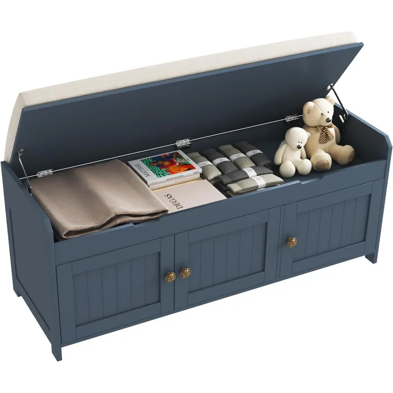 

HOMEFORT Shoe Bench with Lift Top Storage Entryway Storage Bench with Cushioned Seat Wooden End of Bed Bench