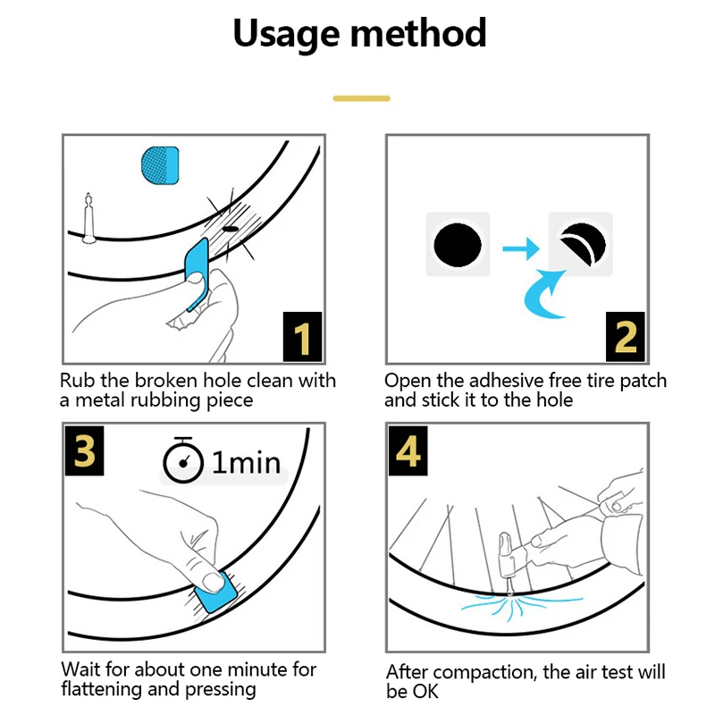 

10Pcs Bike Tire Repair Tools Tyre Protection No-glue Adhesive Quick Drying Fast Tyre Tube Glueless Patch Mountain Road Bike Fix