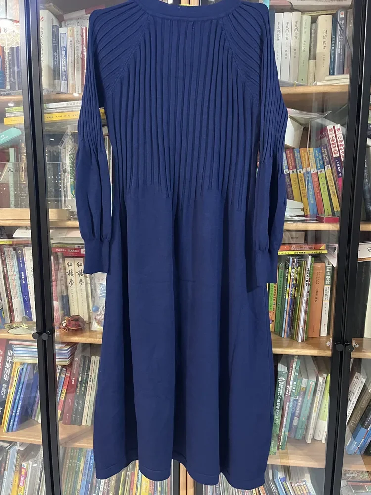 Уникальное лучшее качество 2024 осень-зима ретро шикарное вязаное базовое платье с