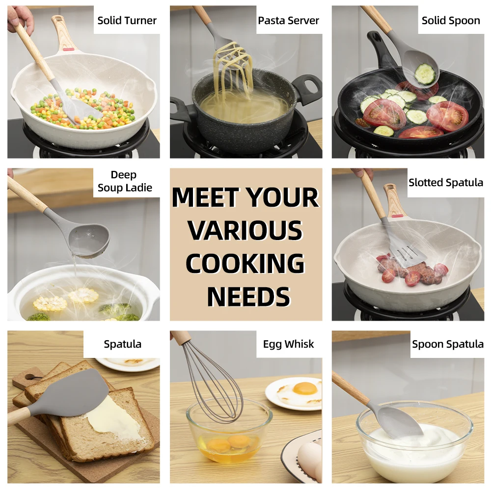 Набор легких силиконовых кухонных инструментов 11 шт. термостойкие кухонные