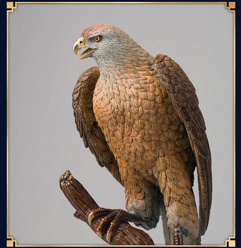 

36CM large Global Limited Edition brass Eagles Accipiter gentilis Sculpture home office business art animal TOP Ornament