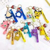 anime pokemon figure pikachud keychain bag pendant gengar cartoon psyduck car key chain cute model ornaments toys for kids gifts
