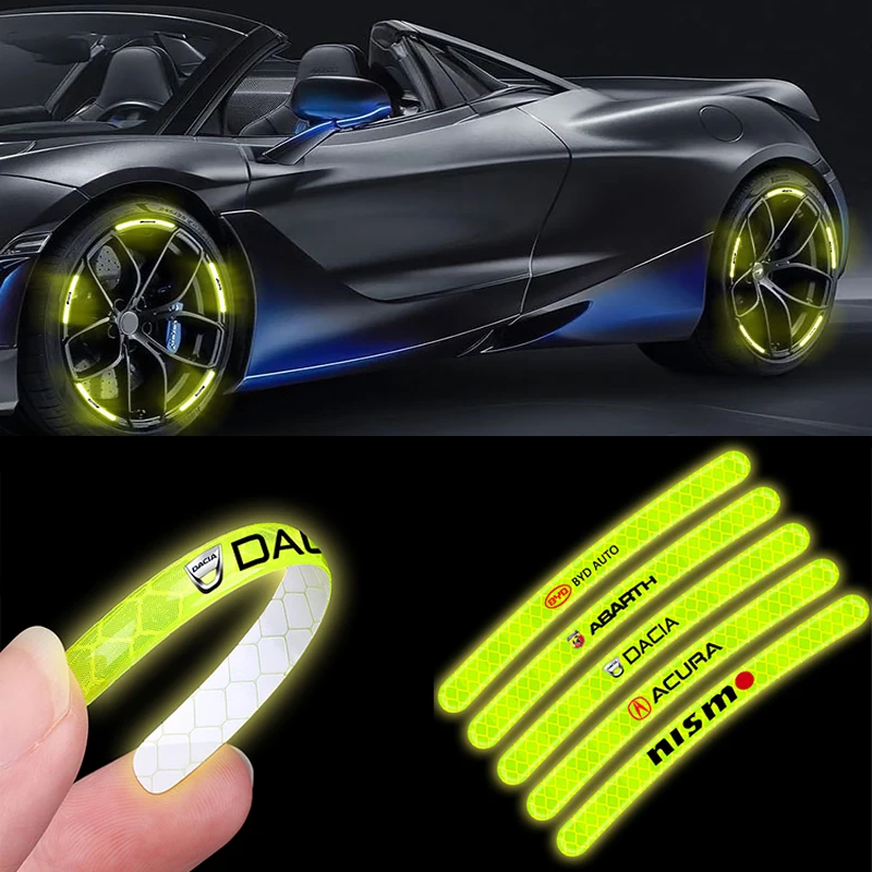 

20pcs Car Wheel Hub Reflective Sticker Tire Rim Luminous Strips for Mercedes Benz AMG Seat Kia Volvo Lada TRD Jaguar Lexus Havel