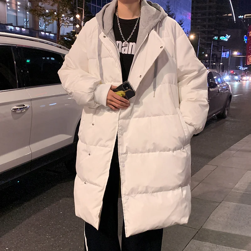 Winter Long Down Jacket Men Warm Fashion Oversized Hooded Long Coat Men Korean Loose Thick Jackets Overcoat Mens Parker M-2XL