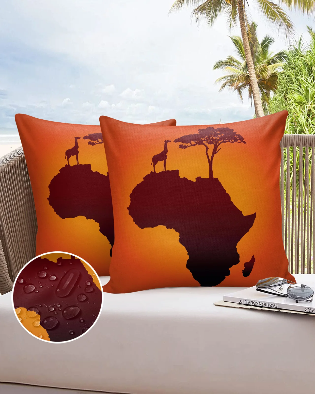

Map Giraffe Africa Animal Sunset Sofa Double-sided Printing Pillow Covers 30 X 50cm Waterproof Square Pillowcase for Bedroom