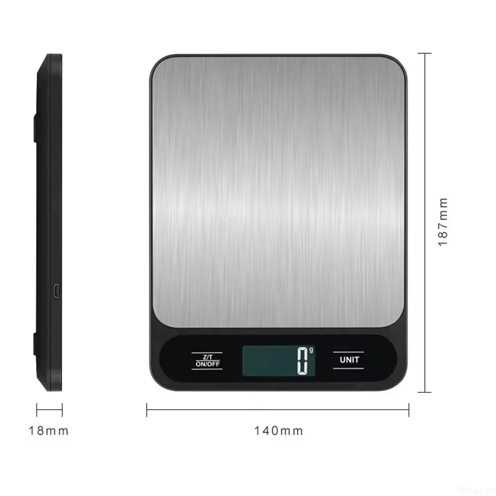Фото Цифровые кухонные весы 10 кг/1 г, USB-весы для еды, кофе, умные электронные водонепроницаемые цифровые весы для выпечки и кулинарии №3
