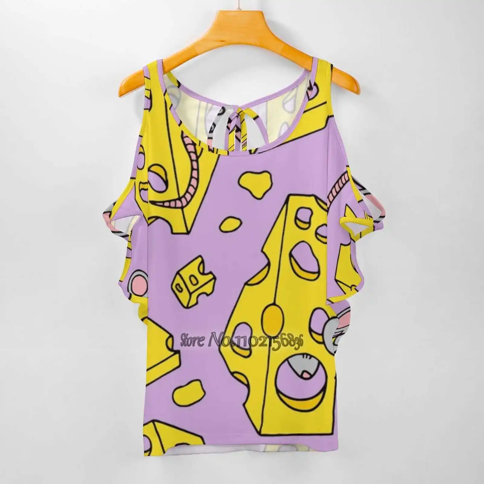 Мышь и Швейцарский Сыр | Пурпурная палитра Кухня Пикантная футболка повседневные