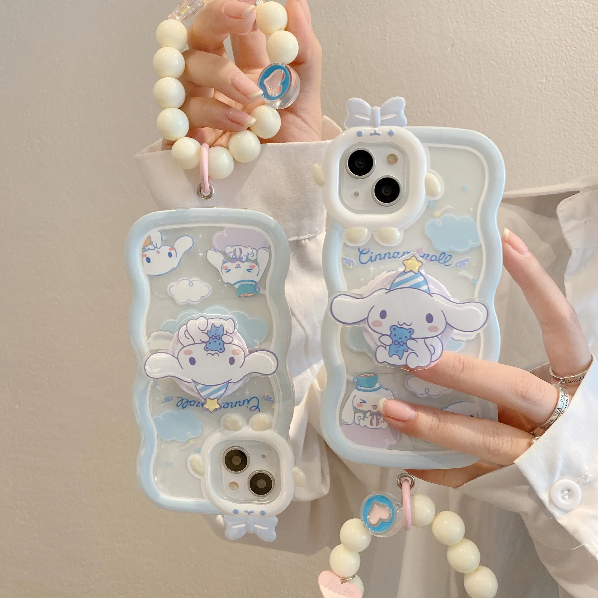 

Sanrio Cartoon Anime Hello Kitty Mobile IPhone Shell Kuromi Cinnamoroll My Melody Purin Airbag Bracket Protective Sheath Gift
