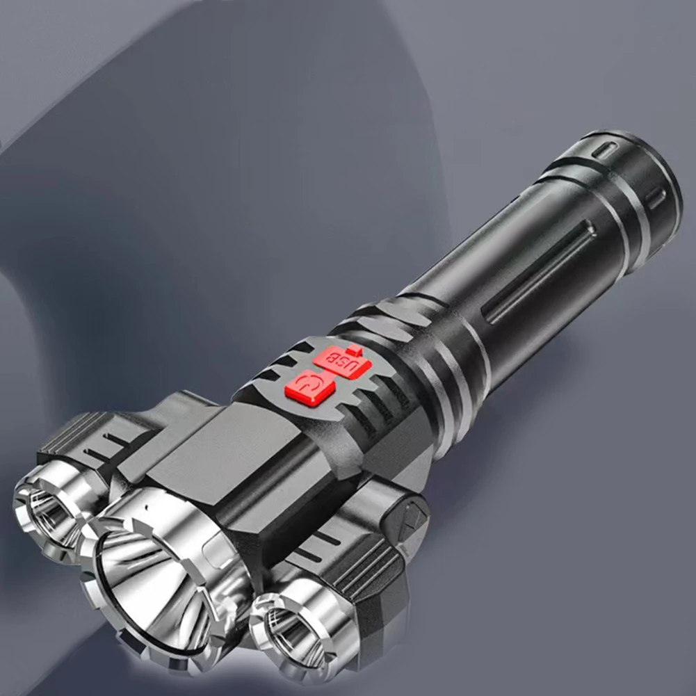 

Portable Small Flashlight With 3 Heads Rechargeable Waterproof Light For Outdoor Activities