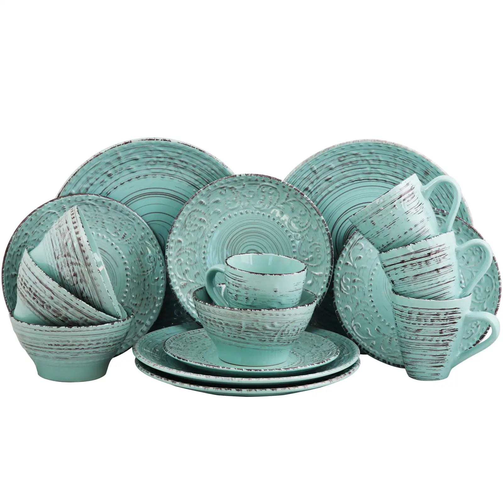 

Free Shipping Malibu Waves 16-Piece Dinnerware Set in Turquoise