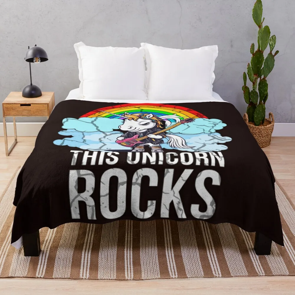 Эта одеяло с единорогом Rocks для гитары модные декоративные одеяла дивана