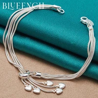 blueench 925 sterling silver multi circle tassel heart bracelet for womens party party fashion jewelry