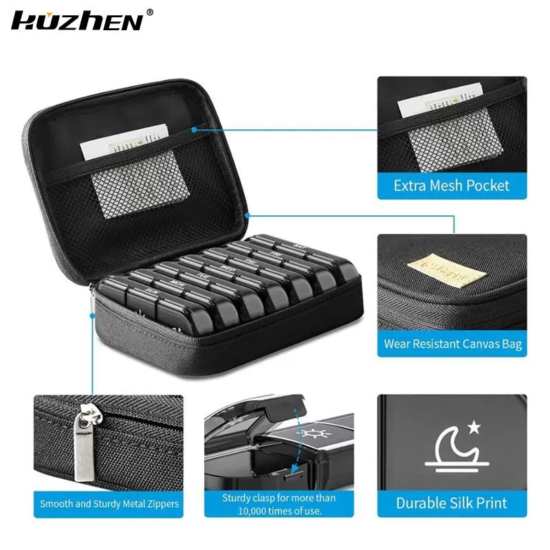 

Pill Box 7 Days Organizer 21Grids 3 Times One Day Portable Travel With Large Compartments For Vitamins Medicine Fish Oils