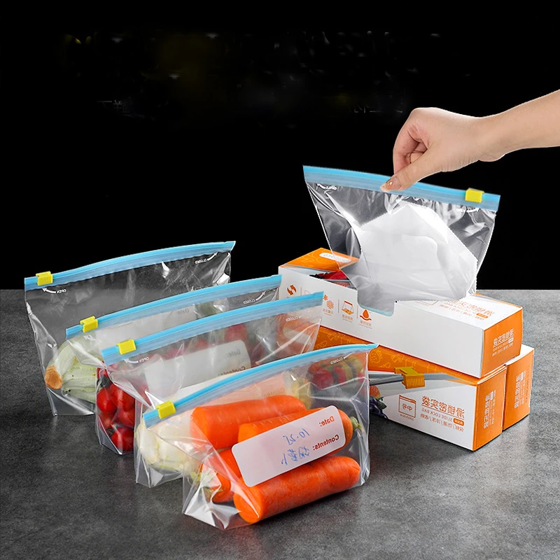 

Zip Plastic Bag Storage Kitchen Organizer for Food Fruit Vegetable Frozen Bag With Hermetic Closure Refrigerator Organizations