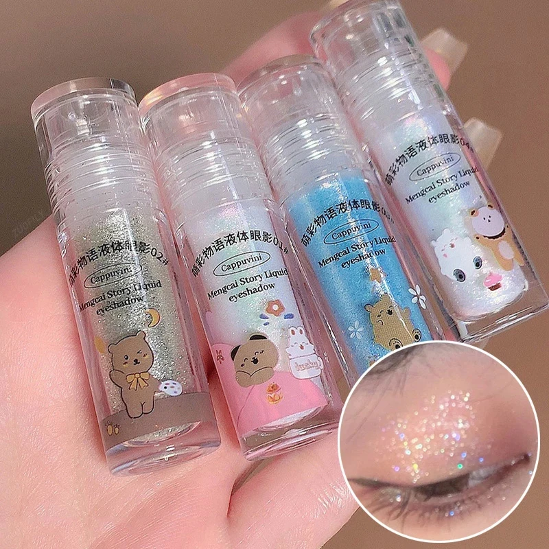 

4 Colors Glitter Liquid Eyeshadow Face Highlighter Waterproof Pearlescent Shiny Shiny Eyeliner Eye Cosmetics Korean Makeup