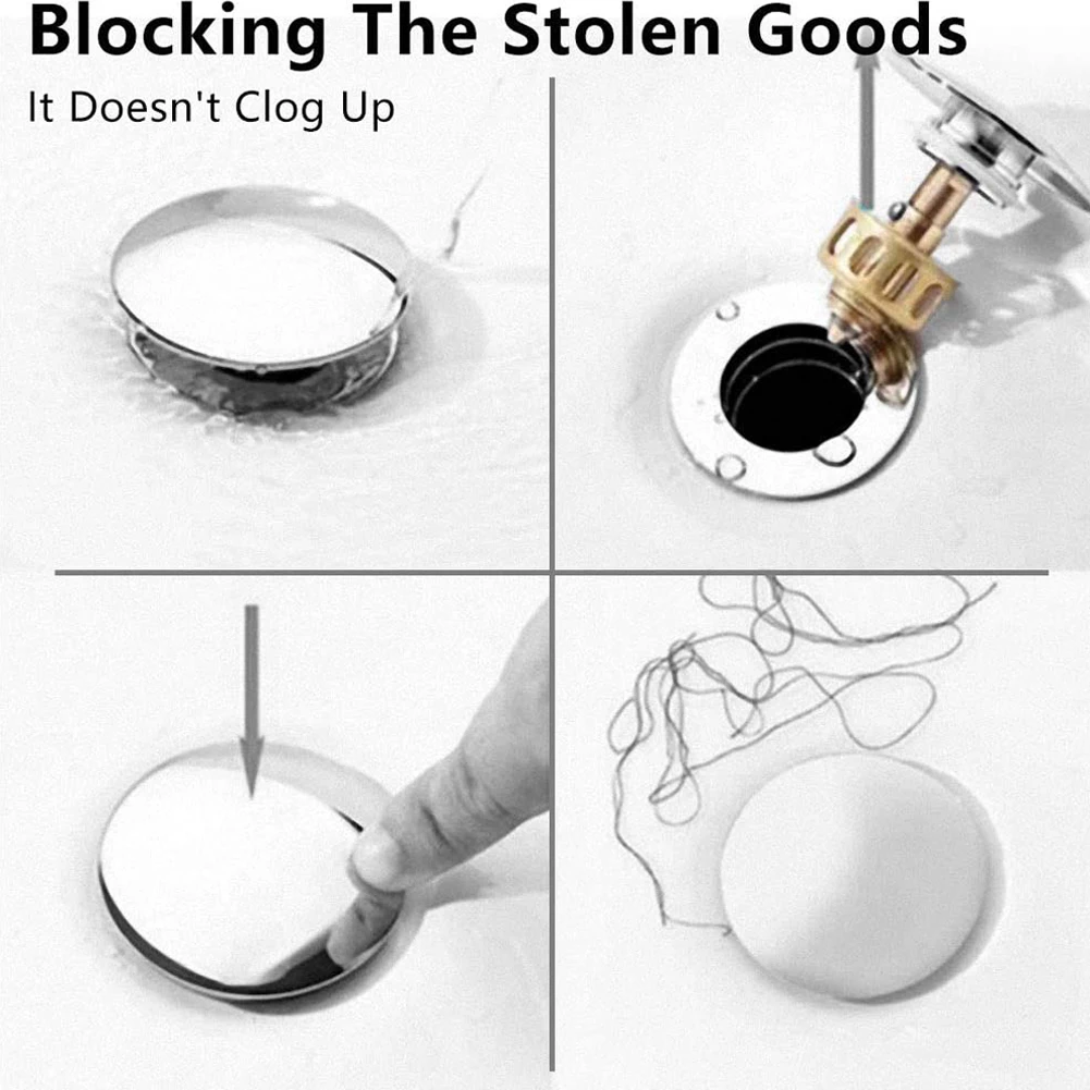 

Push Button Sink Plug Sink Plug Silver Chrome Waste Sink Plug Pop-Up Sink 6.6cm 66mm Brass Click Clack Pop Up Sink Plug