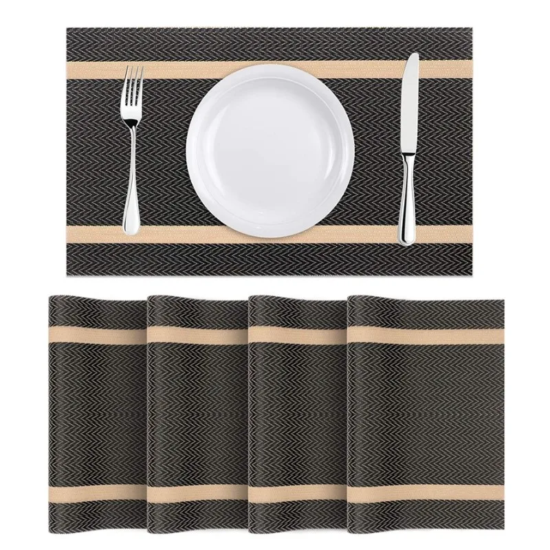 

Inyahome PVC Table Place Mats Heat-Resistant Placemats Set of 4/8 Stain Resistant Washable Kitchen Table Mats for Dining Kitchen