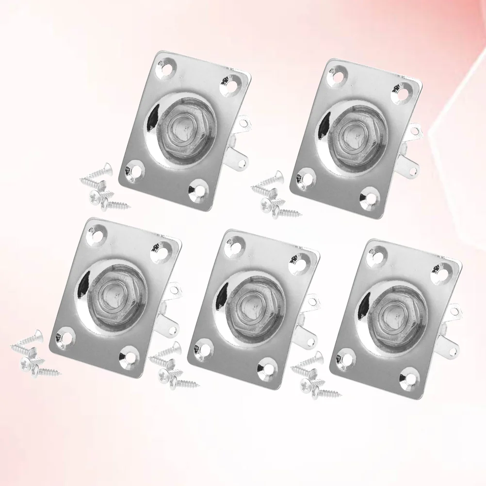 

5pcs Guitar Jack Plate Jack Output with Screws for Electric Guitar Bass Replacement Parts ( Silver )