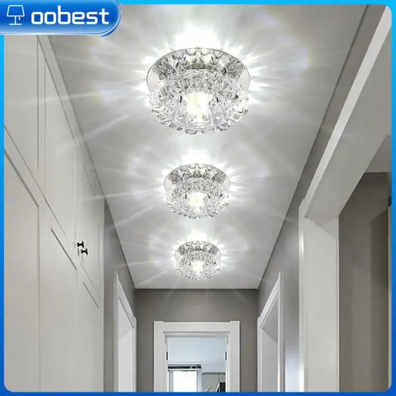 

3 Color 3w/5w Crystal Ceiling Lights High-quality Stainless Steel Mirror Dimming Corridor Aisle Light Led Ceiling Lamp