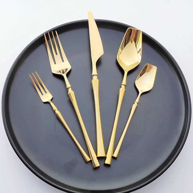 

Gold Dinnerware Set Stainless Steel Tableware Set Knife Fork Spoon Flatware Dishwasher Safe Silverware Cutlery Set 5/20/30pcs