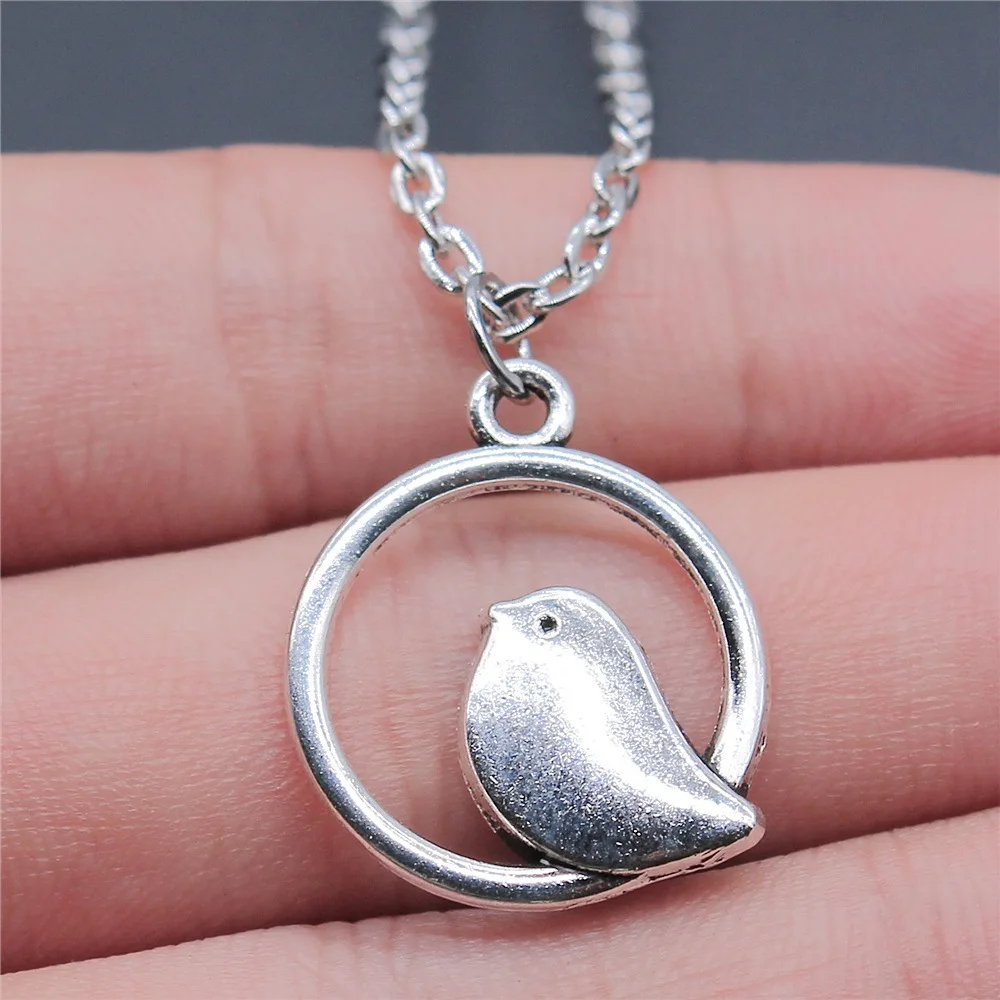 

Dropshipping 2 Colors 20mm Bird Pendant Necklace Jewelry For Women