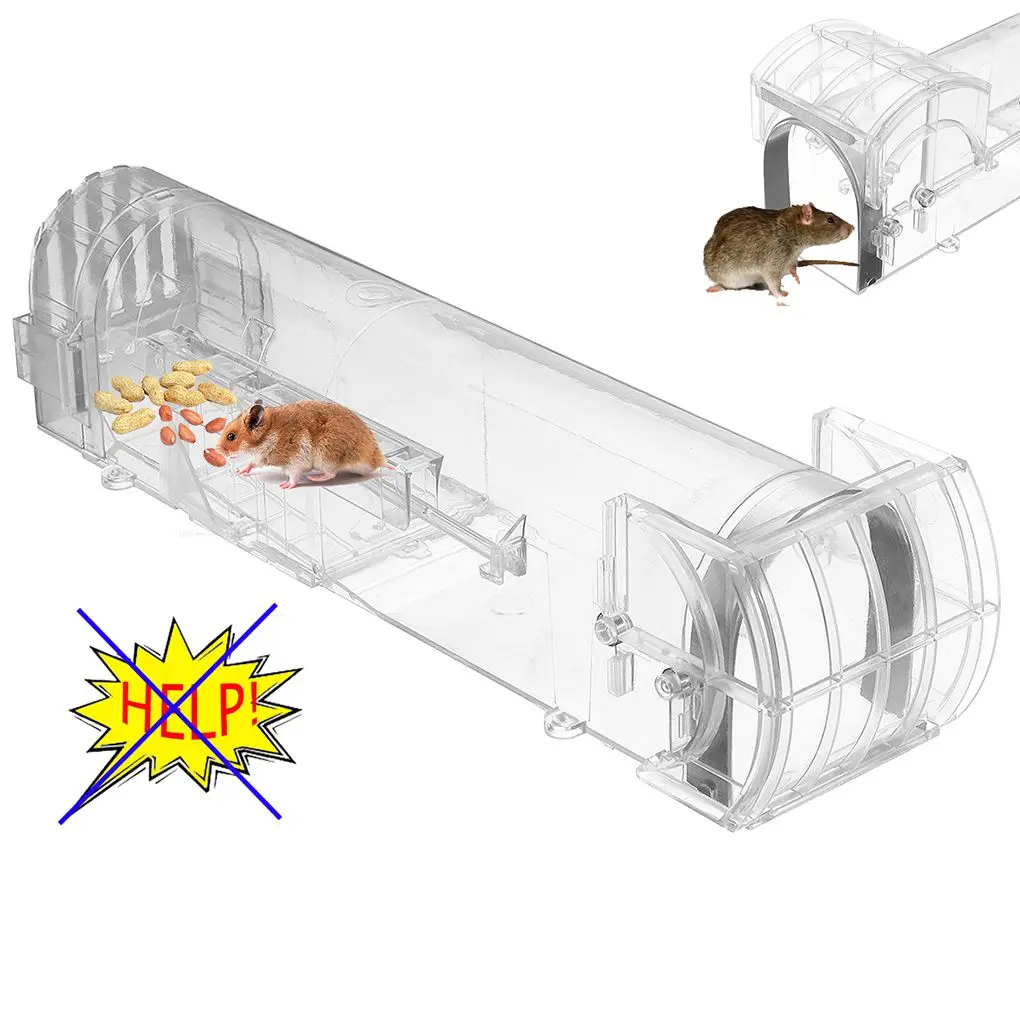 Smart Self-locking Mousetrap Safe Firm Transparent Household Mouse Catcher Plastic Reusable Humane Indoor Outdoor Rat Trap