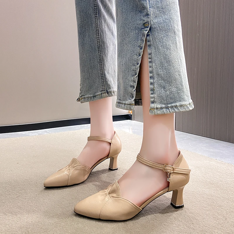 

Туфли-лодочки женские из экокожи, заостренный носок, обувь для выпускного вечера, блестящие сандалии-гладиаторы