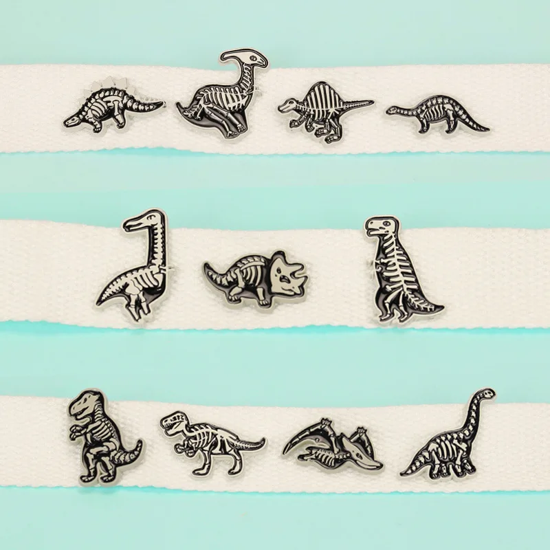 

Cartoon Black and White Dinosaur Brooch Alloy Drip Oil Pin Badge Girl Bag Accessories Anime Pins Cartoon Brooch
