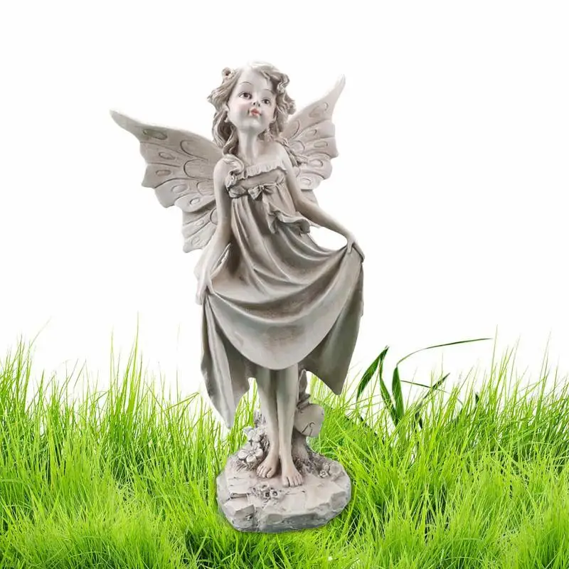 Angel Figurine Ornament Flower Fairy Statue Decoration For Garden Figurines Flower Fairy Statue Art Sculpture Craft Landscaping