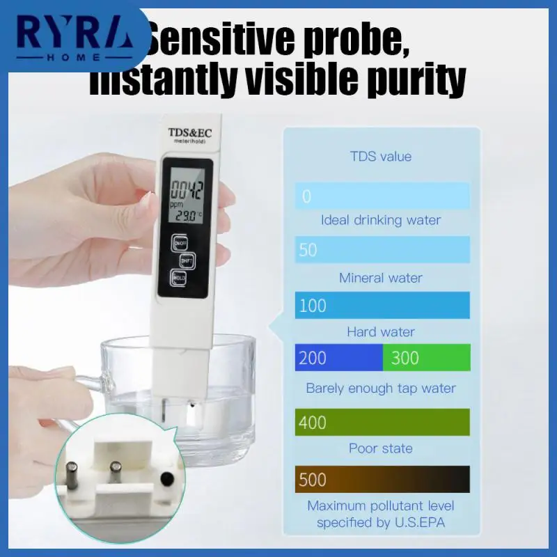 

Temp Ppm Tester Water Purity Test Temperature Meter Range 0-9990 Water Purity Lcd Digital Display Conductivity Tds Meter Pen