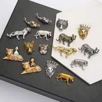 trendy new tiger brooch vintage leopard animal brooches unisex shirt pin decorate creative alloy badge coat accessories jewelry