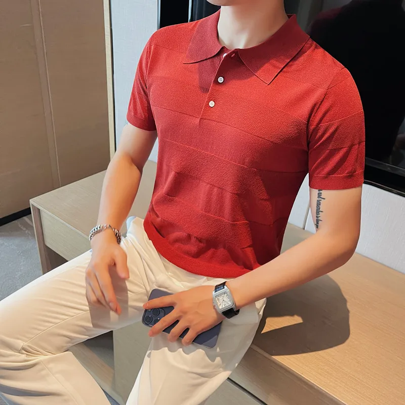 

Рубашка-поло мужская Трикотажная с коротким рукавом, черная/белая/красная