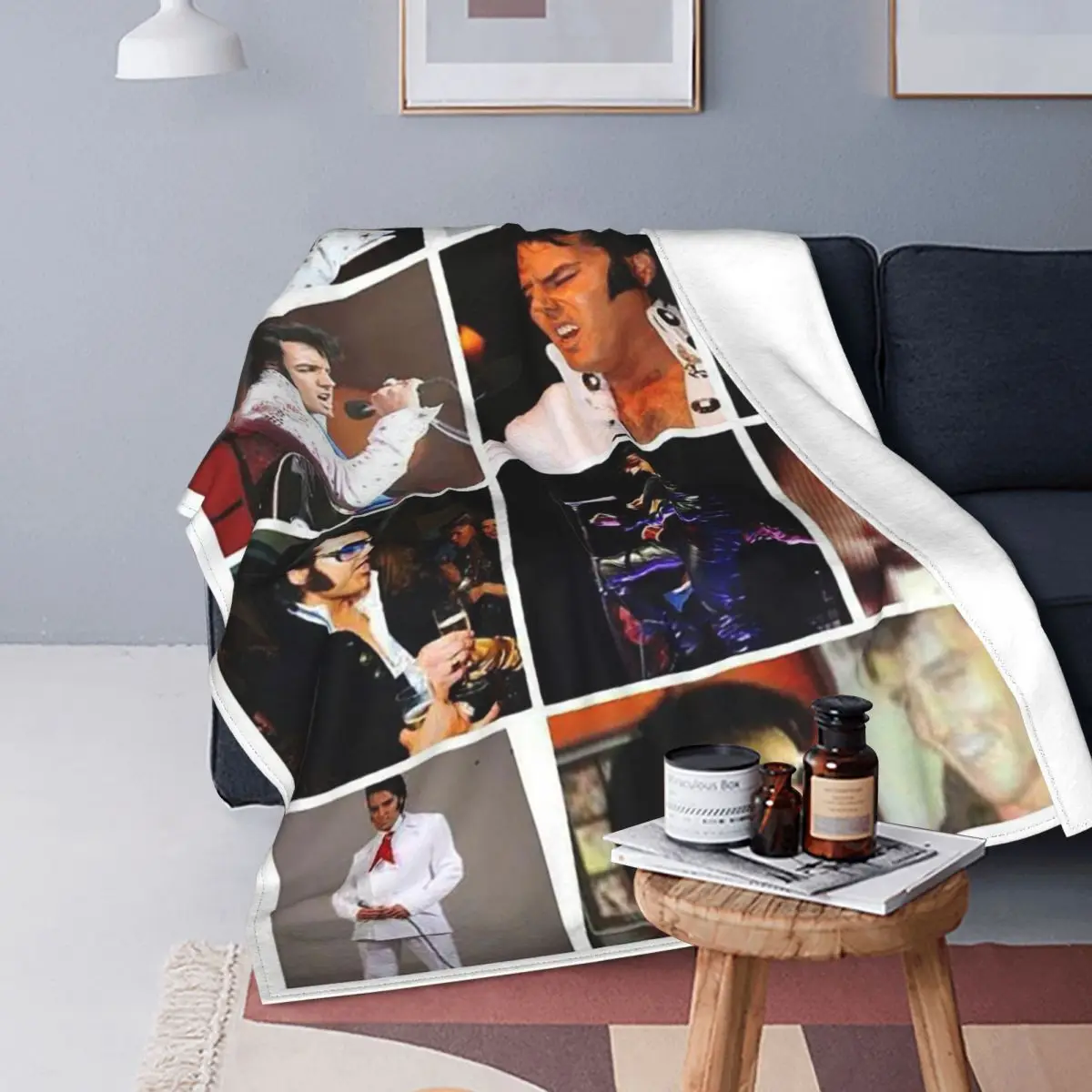 

Plaid The King Of Rock And Roll Blankets Flannel Textile Decor Superstar for Kid Gift Soft Throw Blanket for Sofa Car Bedspreads