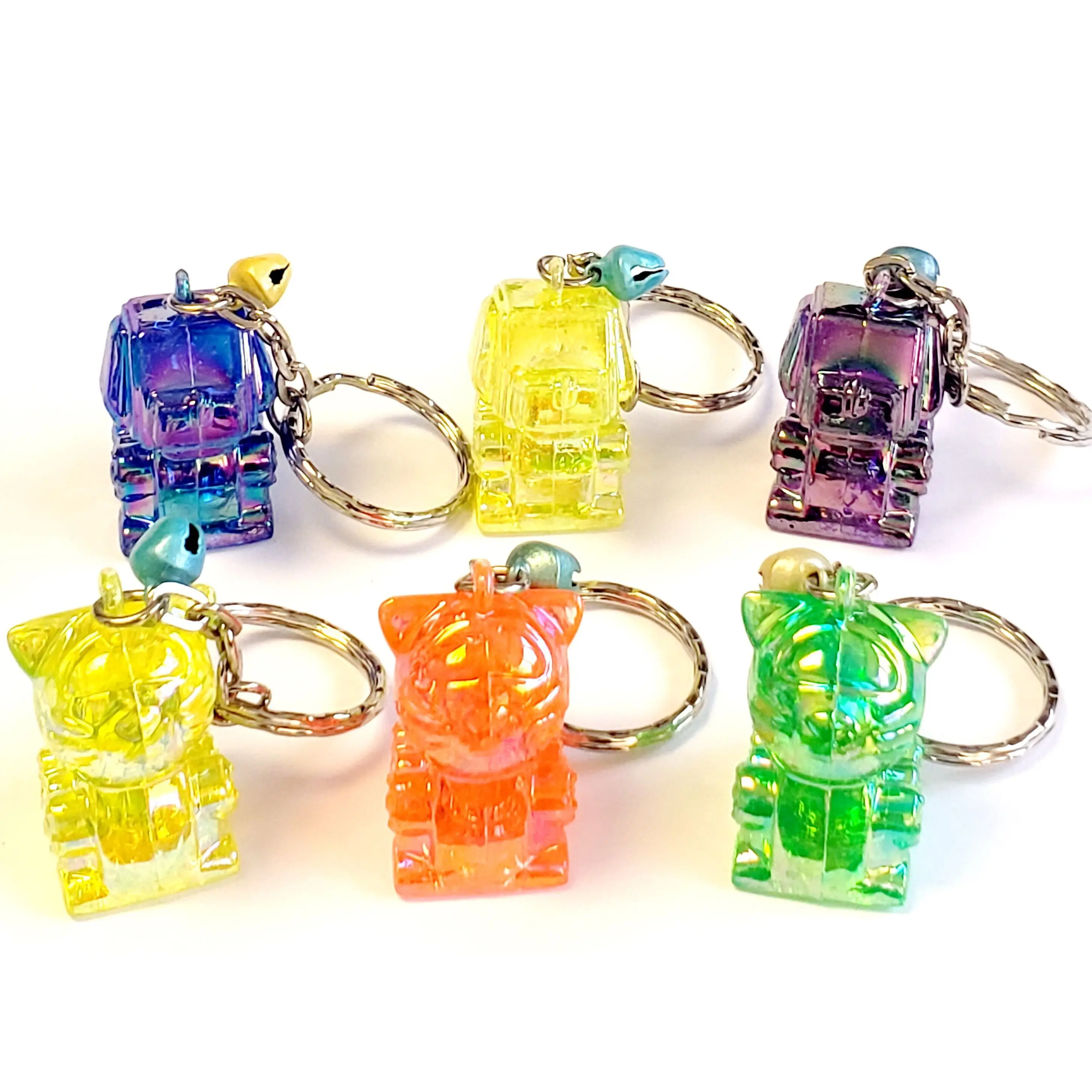 

6 Pc Metallic Cyber Dog Cat Key Chain Pencil Top Vintage Novelty Girls Necklace Fashion Pinata Birthday Party Favor Classroom