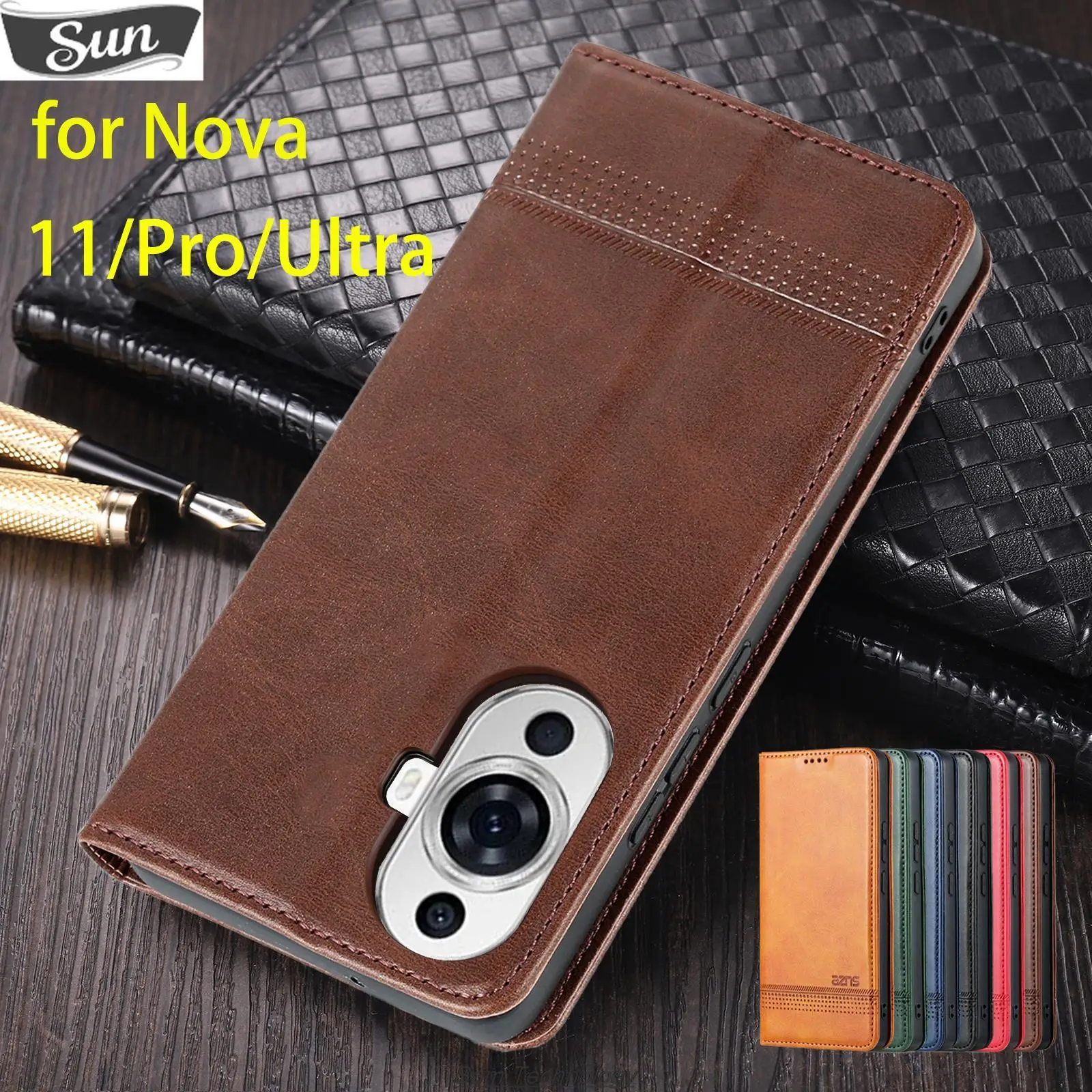 

Deluxe Magnetic Adsorption Leather Fitted Case for Huawei Nova 11 Nova11 Pro Ultra Flip Cover Protective Case Fundas Coque